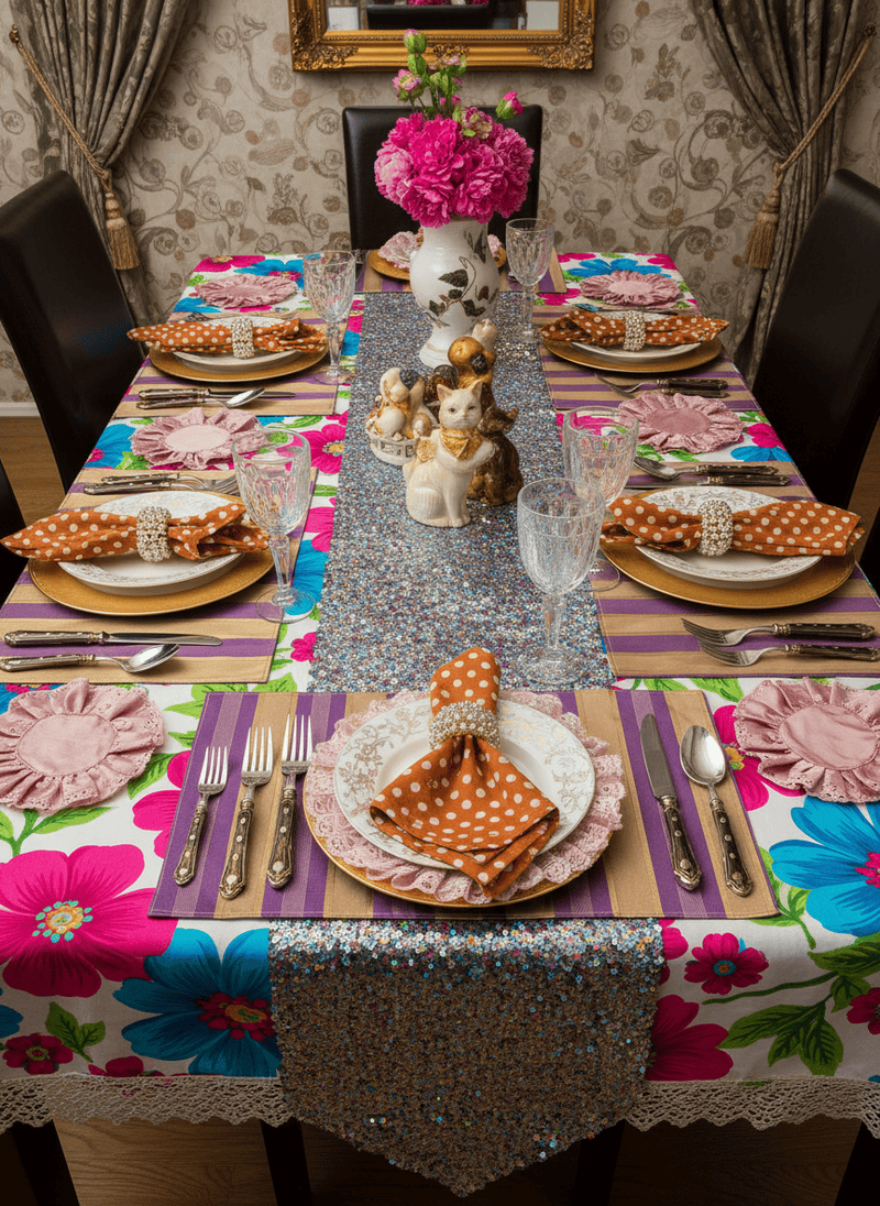 Uncoordinated or Gaudy Table Linens