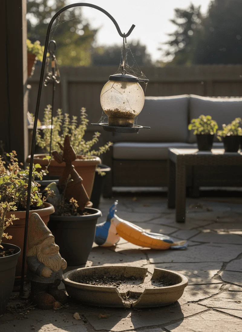 Unused or Broken Bird Feeders