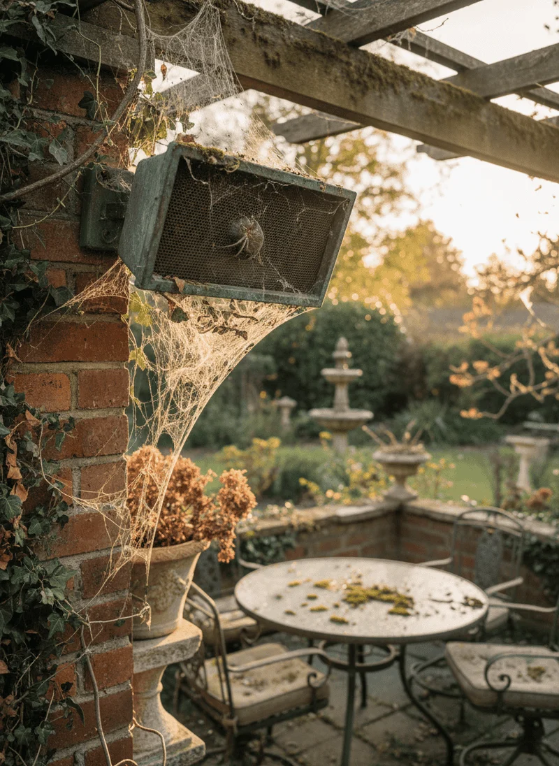 Ancient, Cobweb-Covered Outdoor Speakers