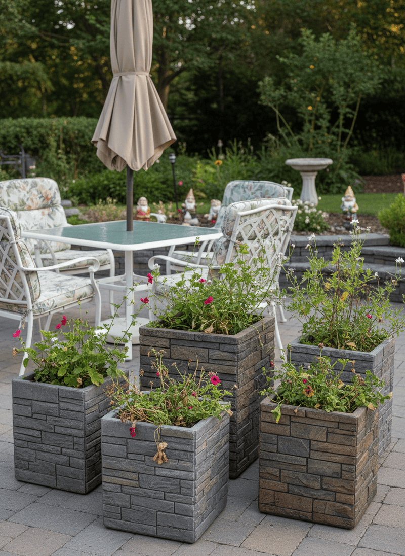 Obvious Faux Stacked Stone Planters