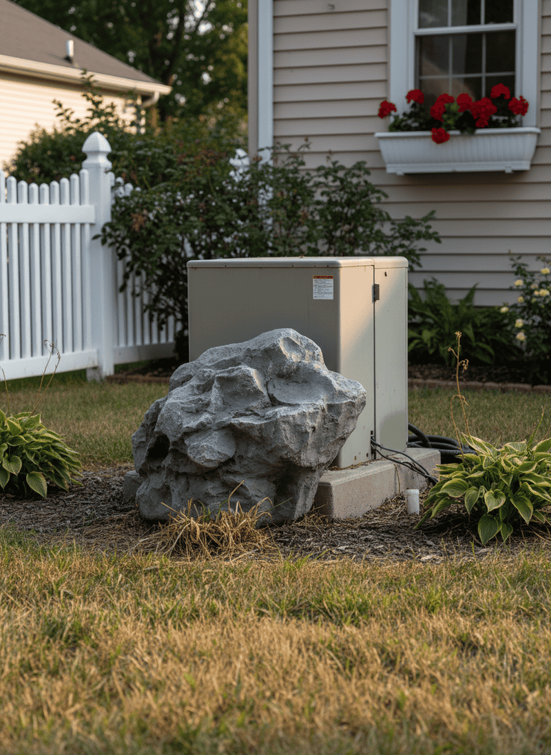Poorly Concealed Utility Boxes with Fake Rocks