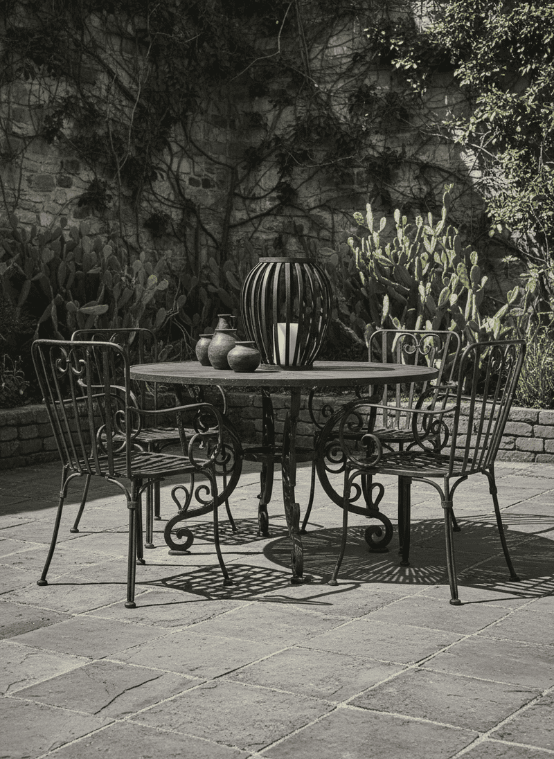 Dark, Heavy Wrought Iron Furniture Without Softening