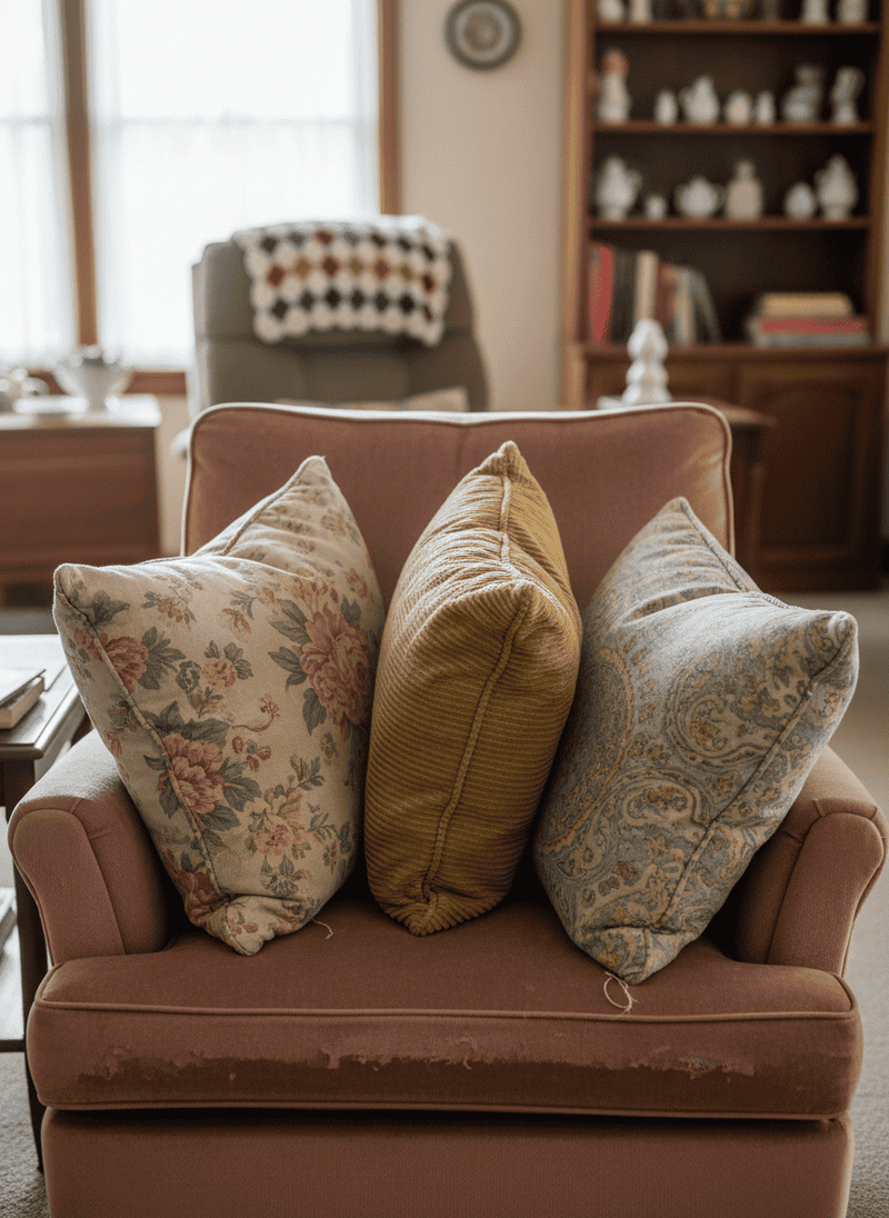 Old, Worn, and Flattened Throw Pillows