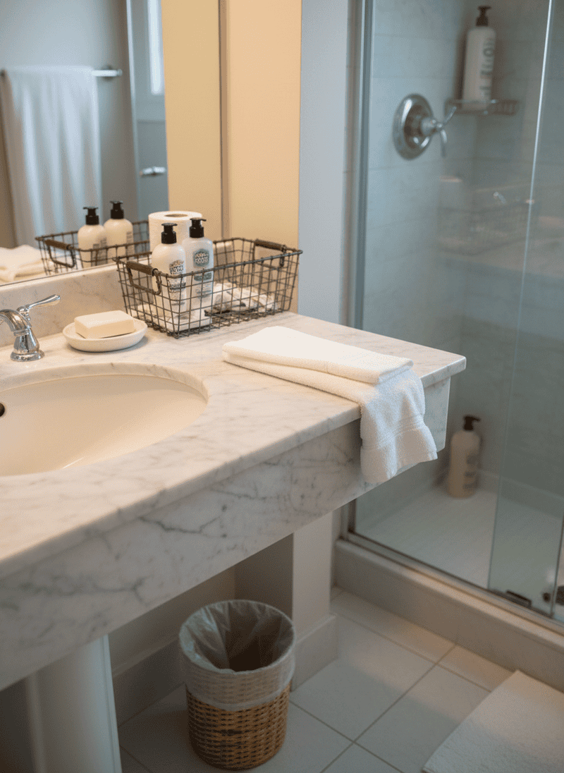Unstocked or Unprepared Adjacent Bathroom