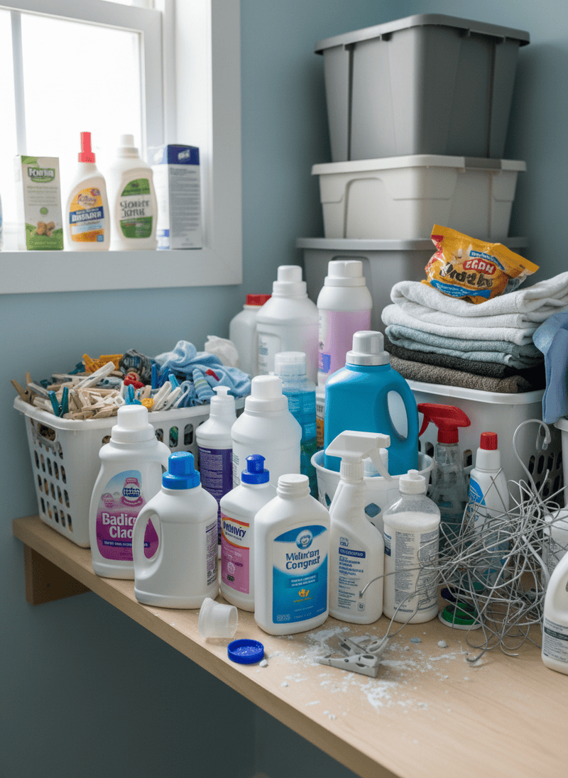 Disorganized Detergent and Supplies