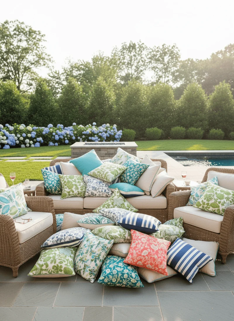 Overabundance of Outdoor Throw Pillows