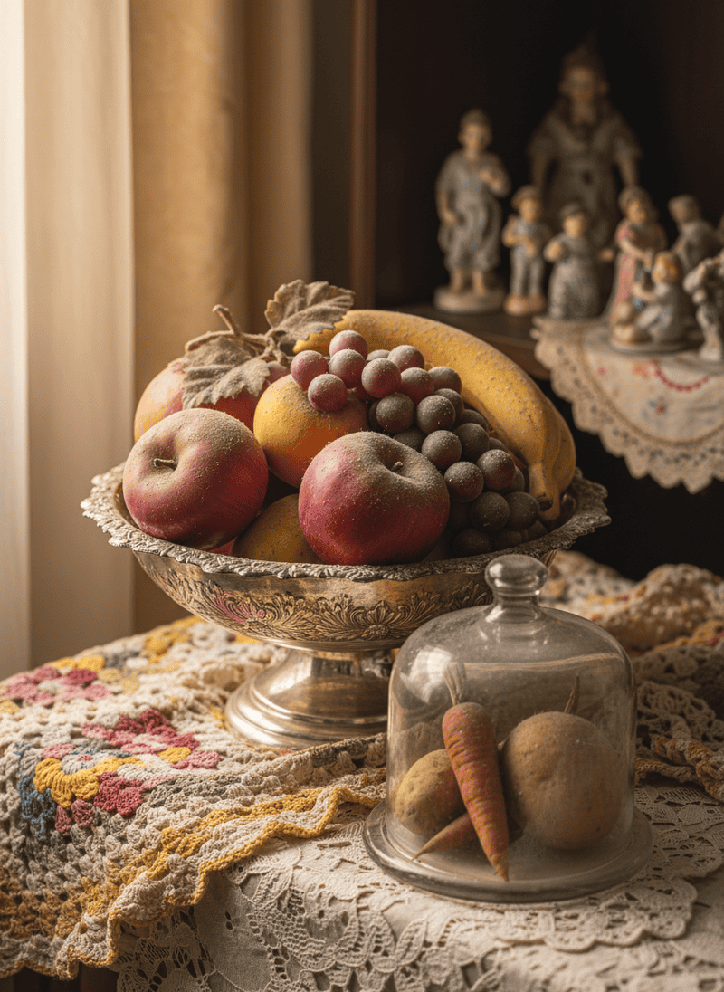 Artificial Fruit Bowls and Dust-Covered Vegetables