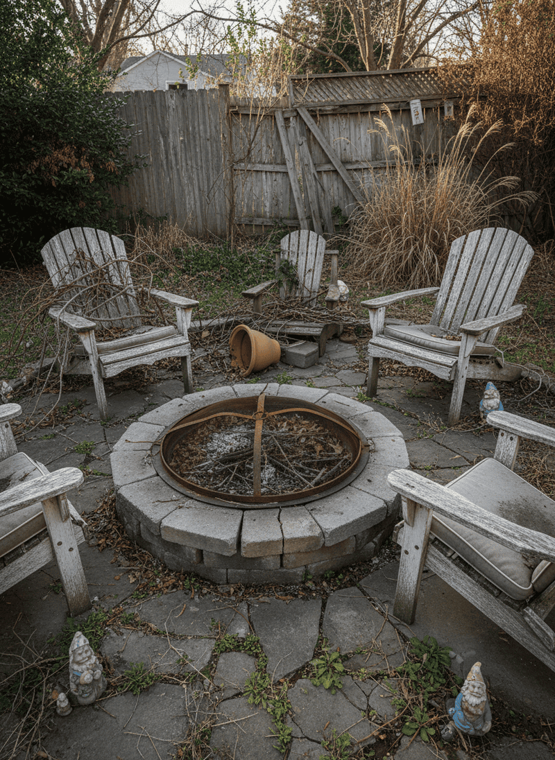 Unmaintained Fire Pits and Seating