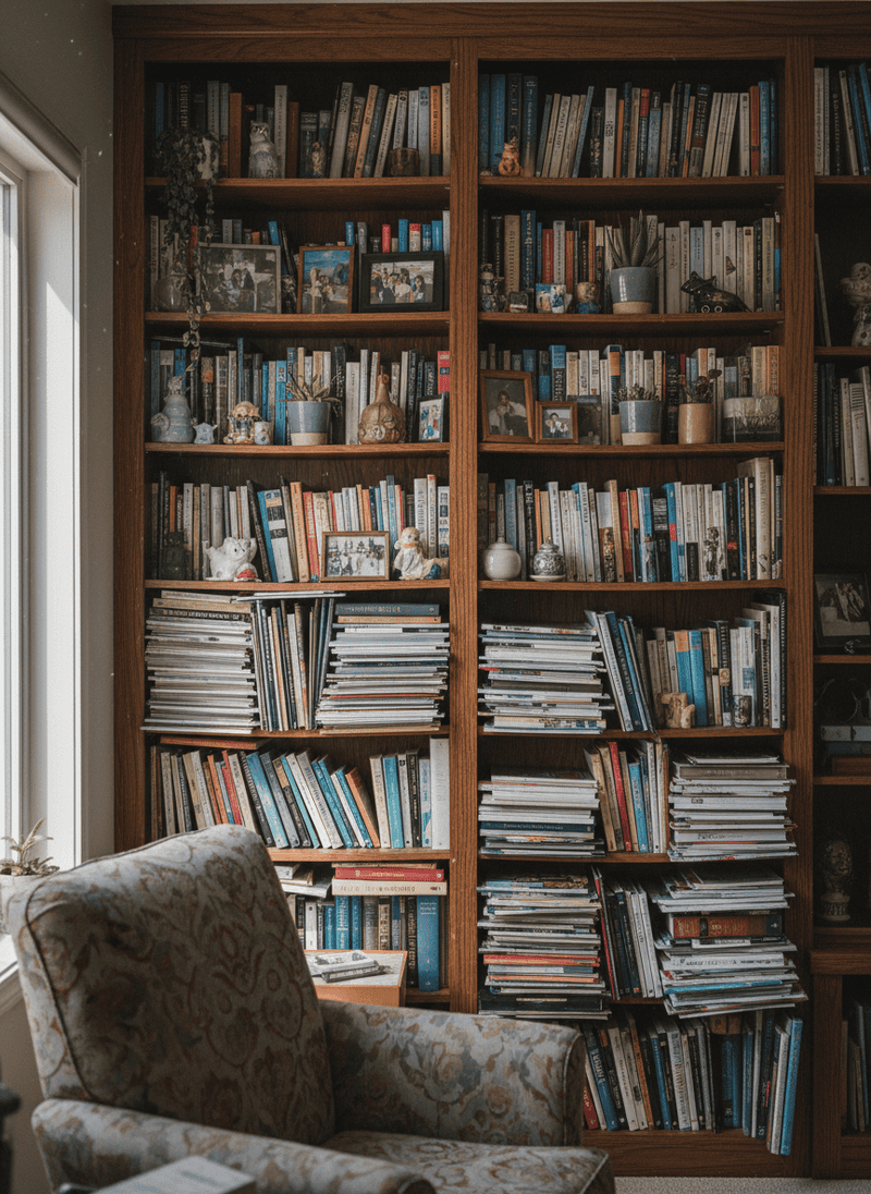 Overly Stuffed Bookcases and Shelves