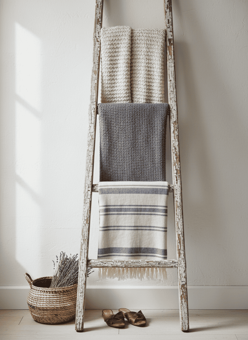 Distressed Wooden Ladders for Throws