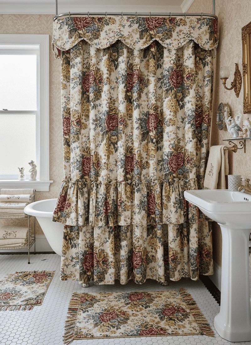Heavy, Floral Chintz Shower Curtains