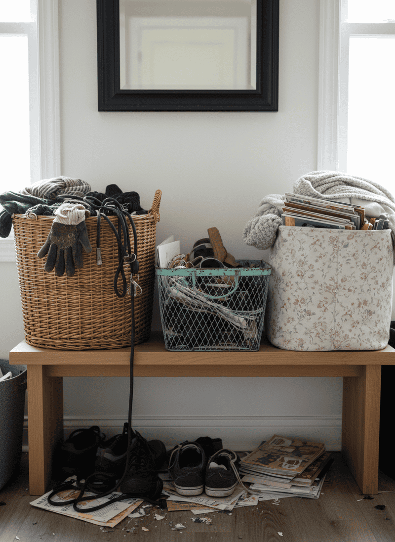 Mismatched or Untidy Storage Baskets