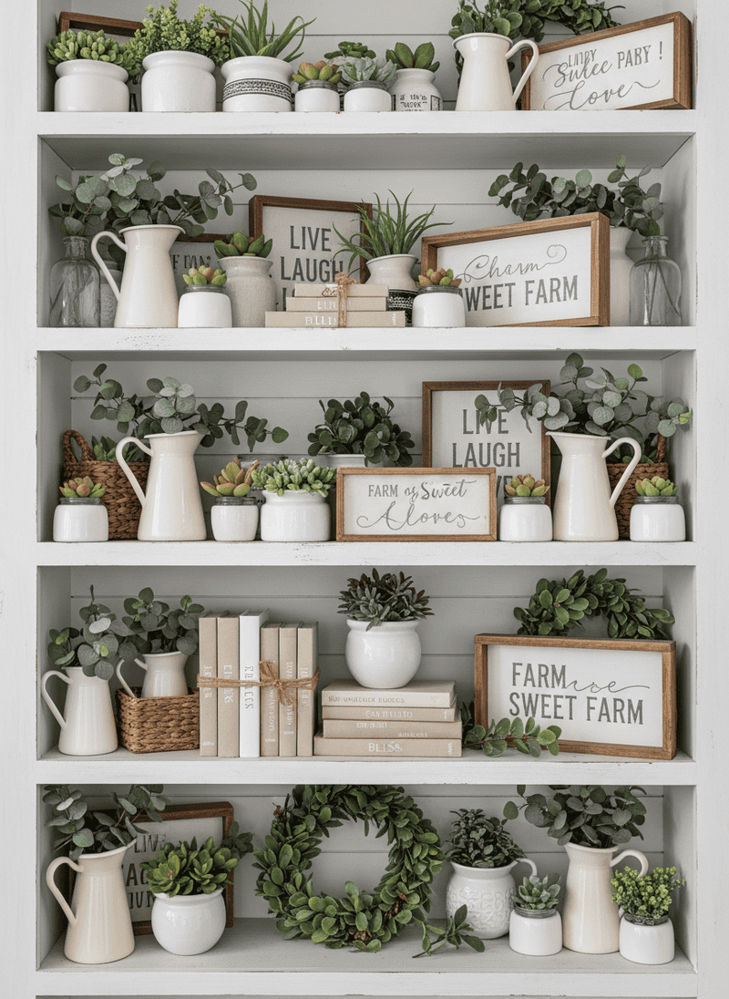Overdone Open Shelving with Faux Decor