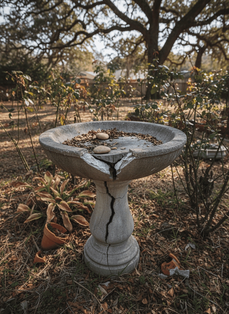 Cracked or Empty Bird Baths