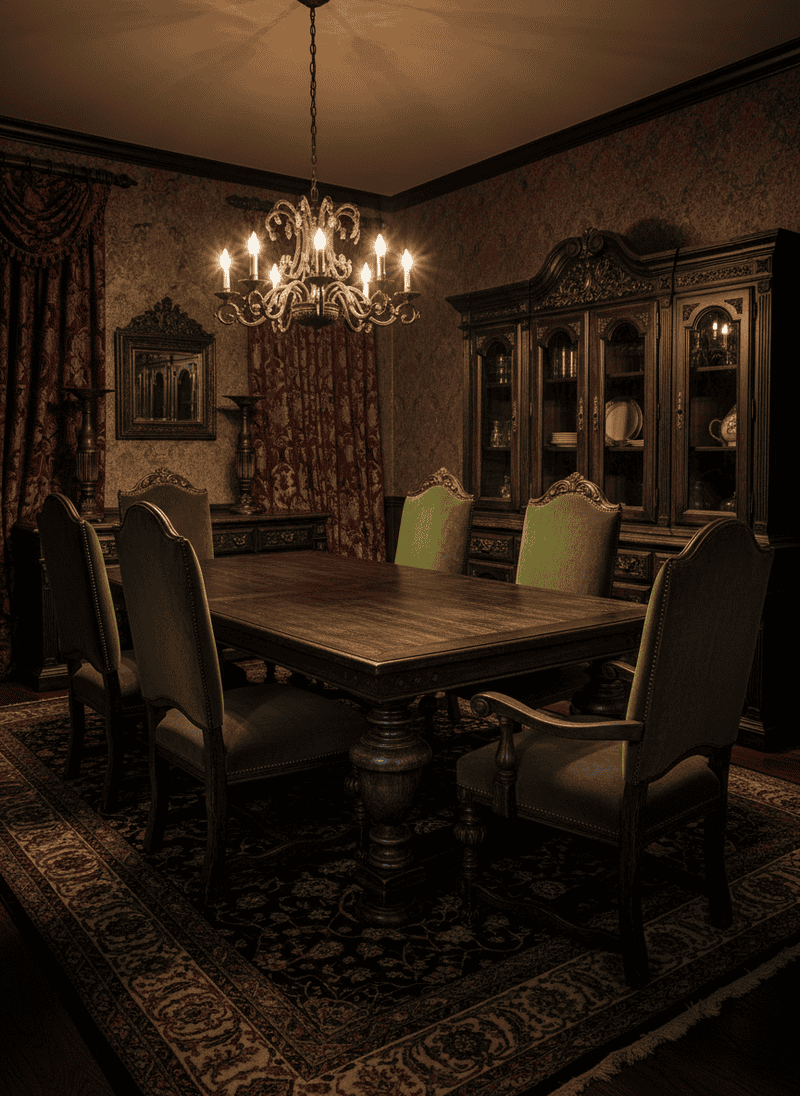 Heavy, Dark Wood Furniture