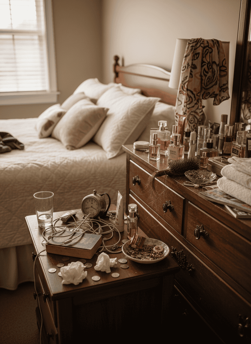 Cluttered Nightstands and Dressers