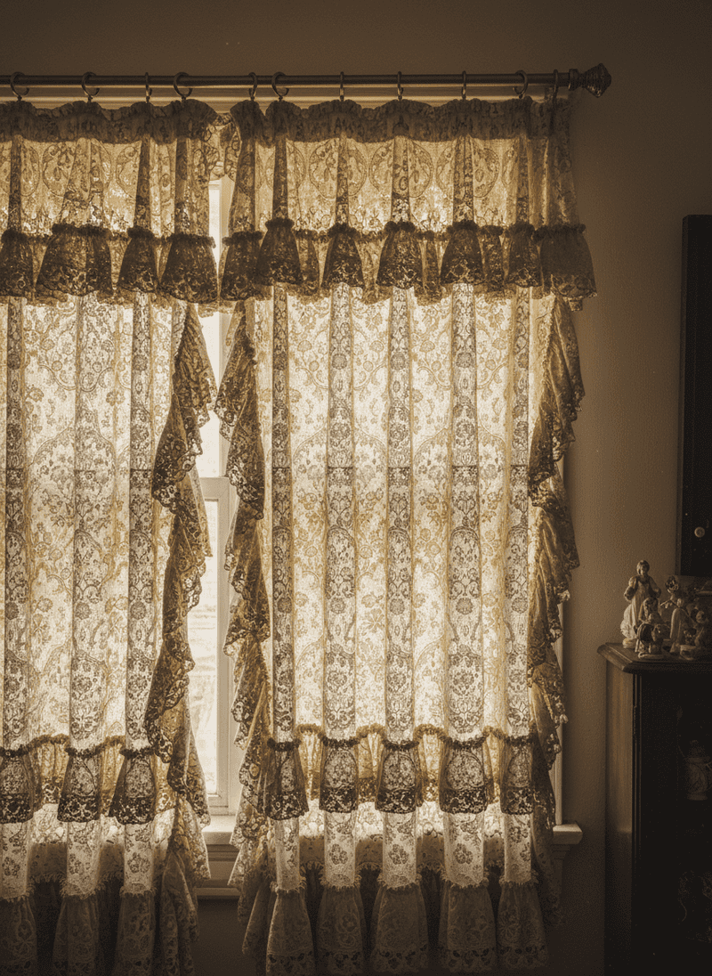 Fussy Lace and Crocheted Curtains