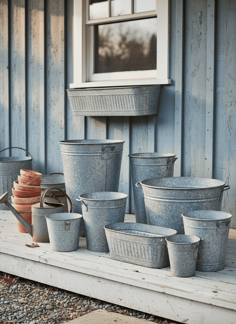Galvanized Metal Planters Galore