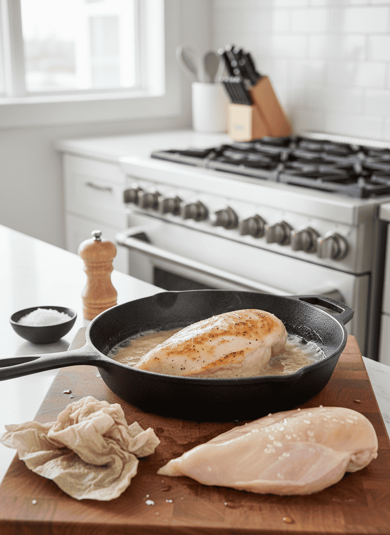 Not Properly Drying Protein Before Searing