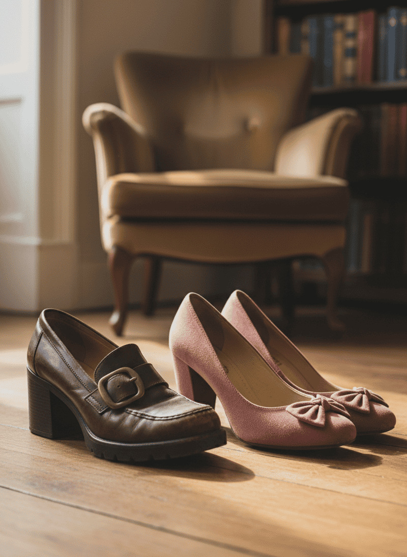 Old-Fashioned Loafers or Pumps with Dated Silhouettes