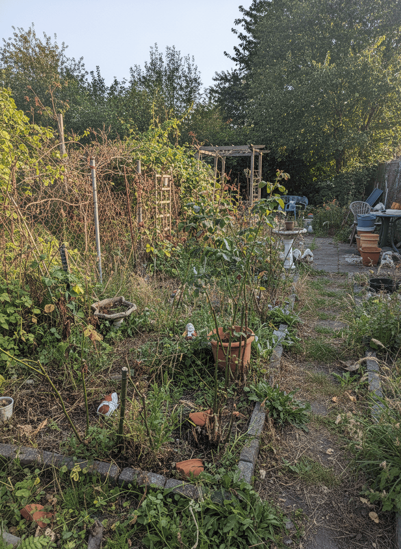 Overgrown, Unkempt Garden Beds