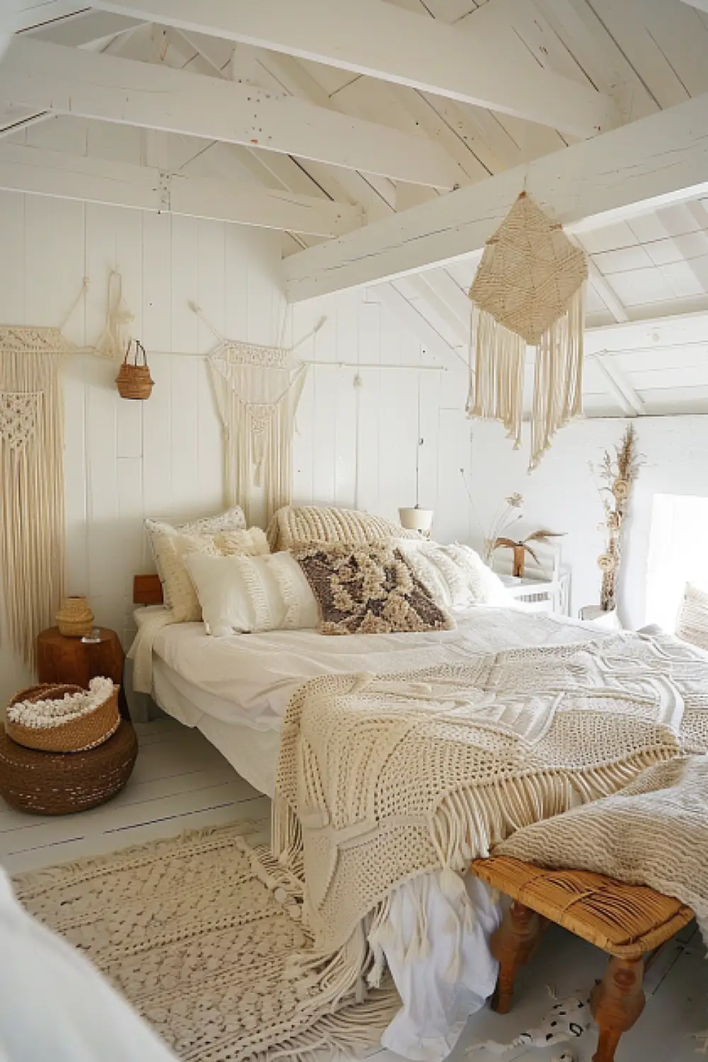 DIY craft corner in a boho bedroom