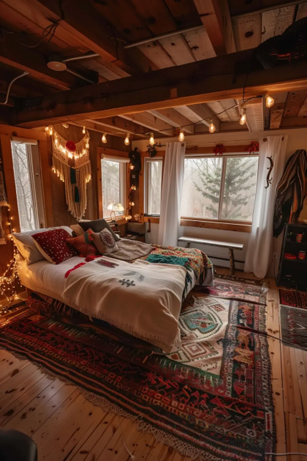 Luxuriously layered boho bedroom